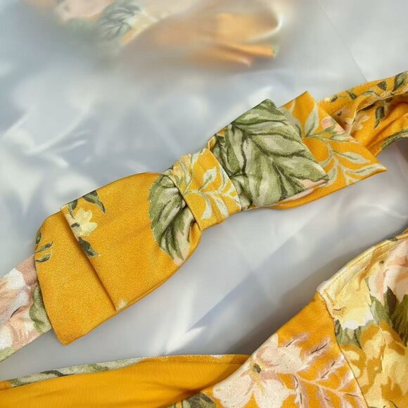 NWOT Zimmermann Amelie Bow Bikini Set Amber Garden Floral One Shoulder Size 3 - Picture 6 of 10